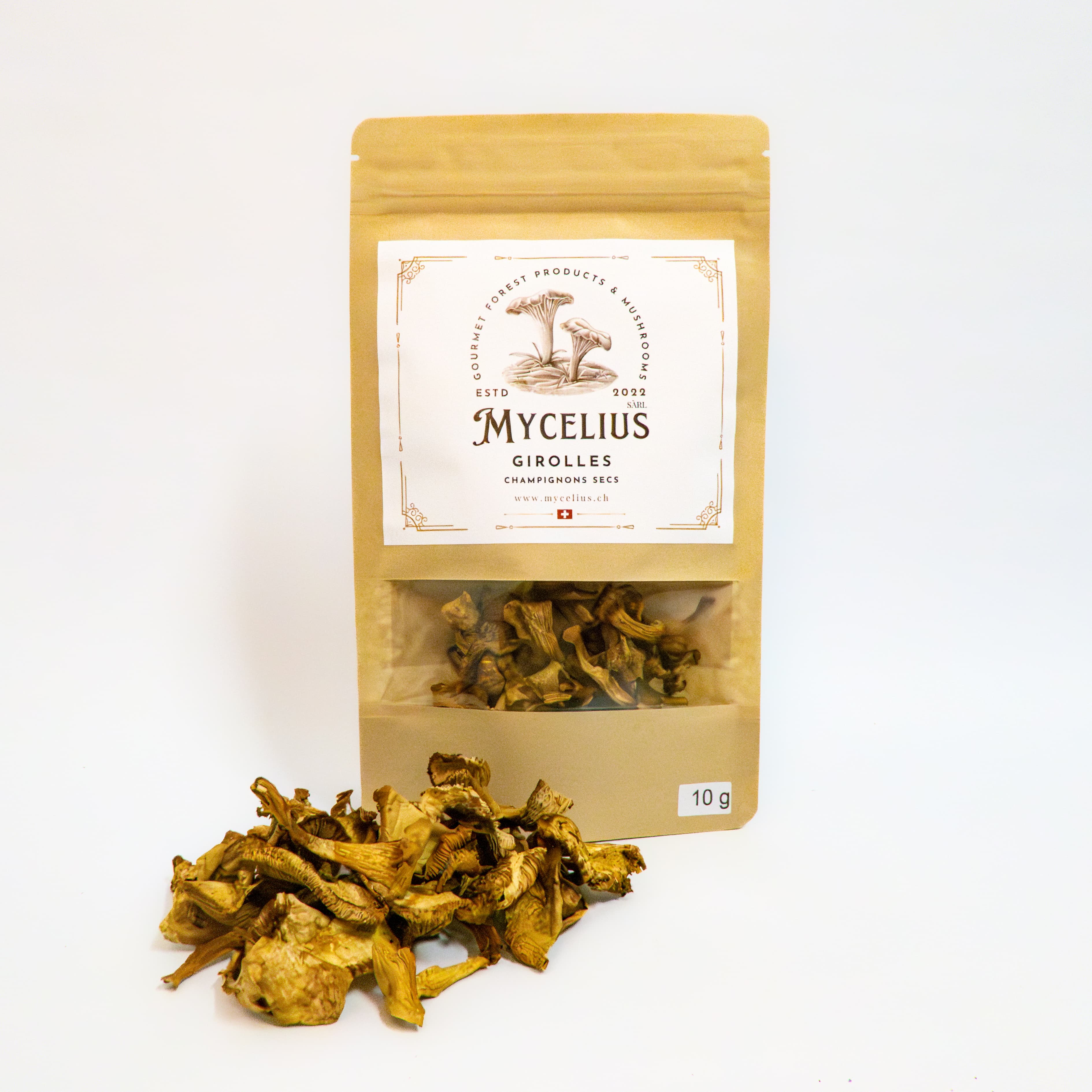 Girolles séchées (10g), Mycelius Sàrl