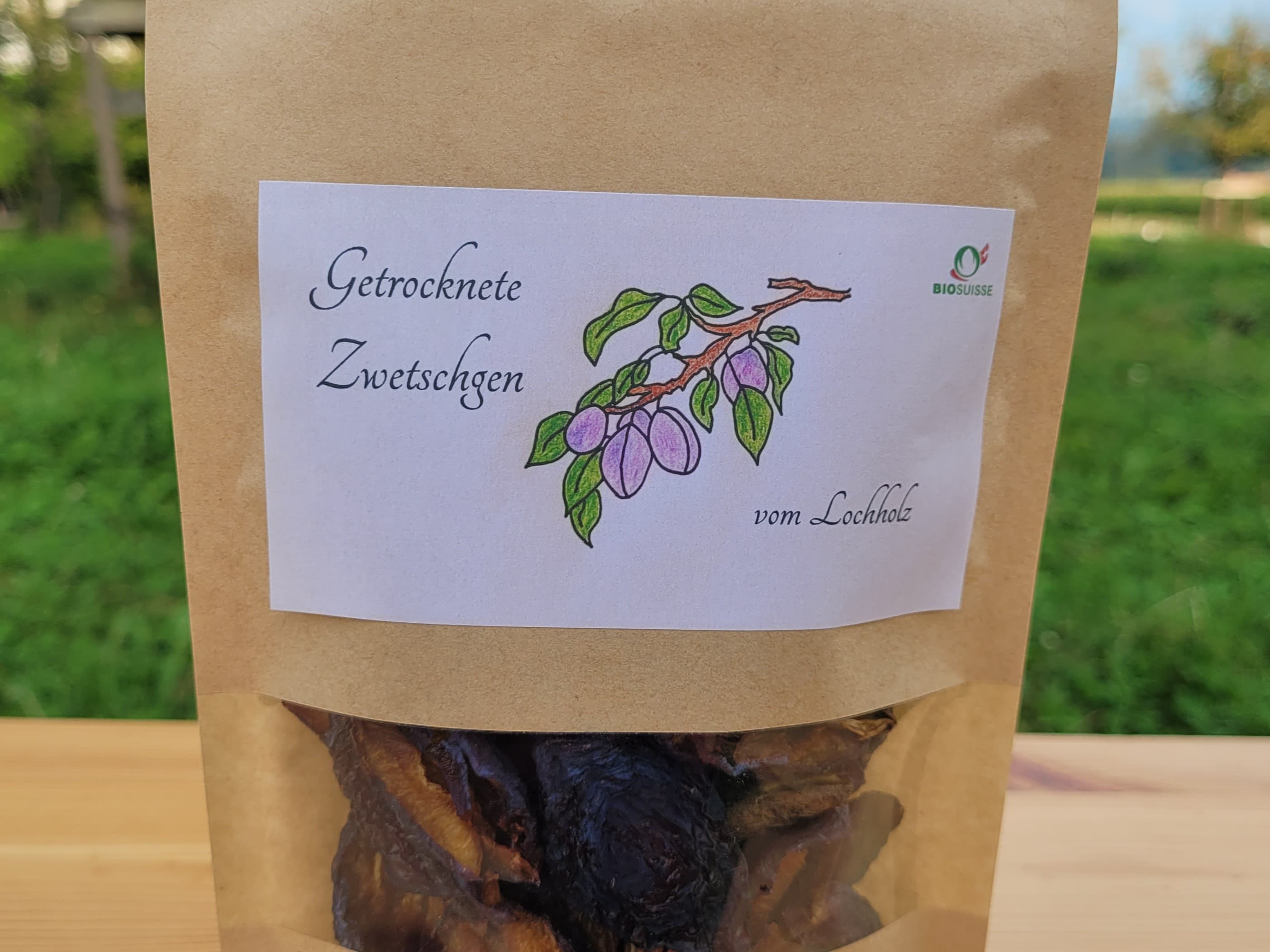 Prunes séchées bio tige haute 100g, Biohof Lochholz