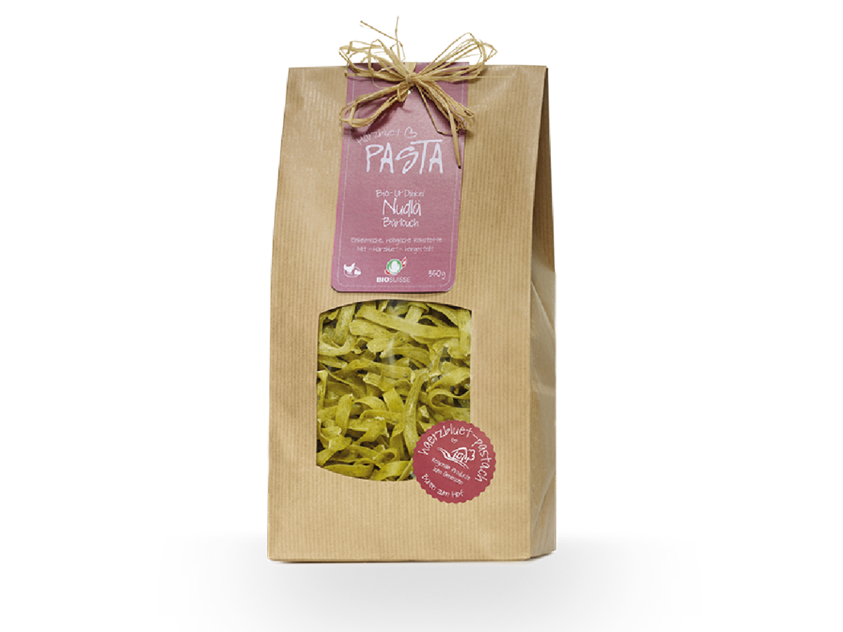 Nudlä di farro puro aglio selvatico biologico (350g), prodotto artigianale per la vendita diretta in Svizzera