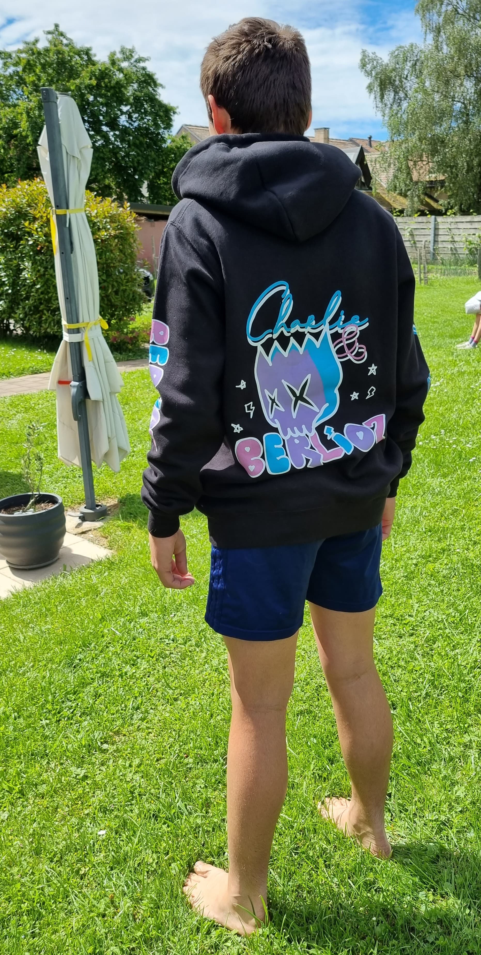 Sweat noir à capuche Charlie&Berlioz Taille XS Unisex, Charlie&Berlioz