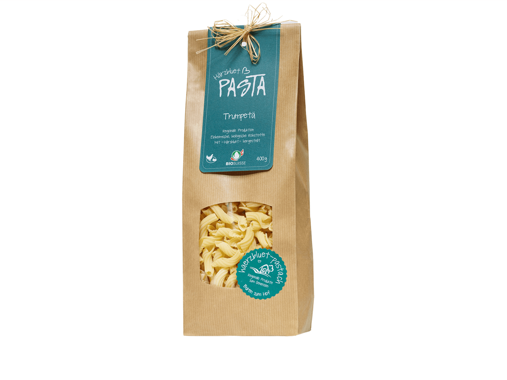 Trompette de blé dur bio (400g), Härzbluet Pasta