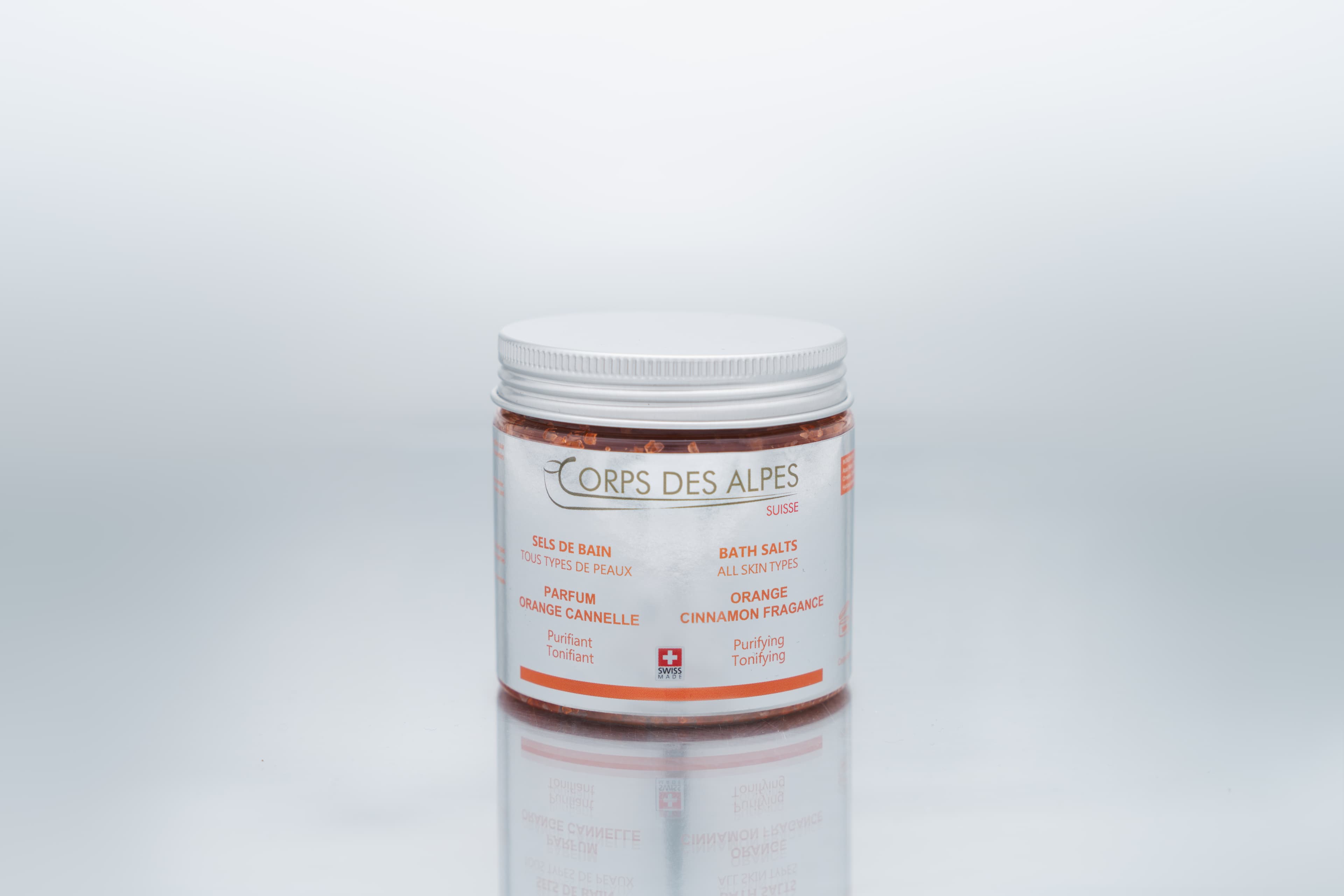 Sels de bain parfum Orange- Cannelle, Corps des Alpes Cosmétiques Naturels