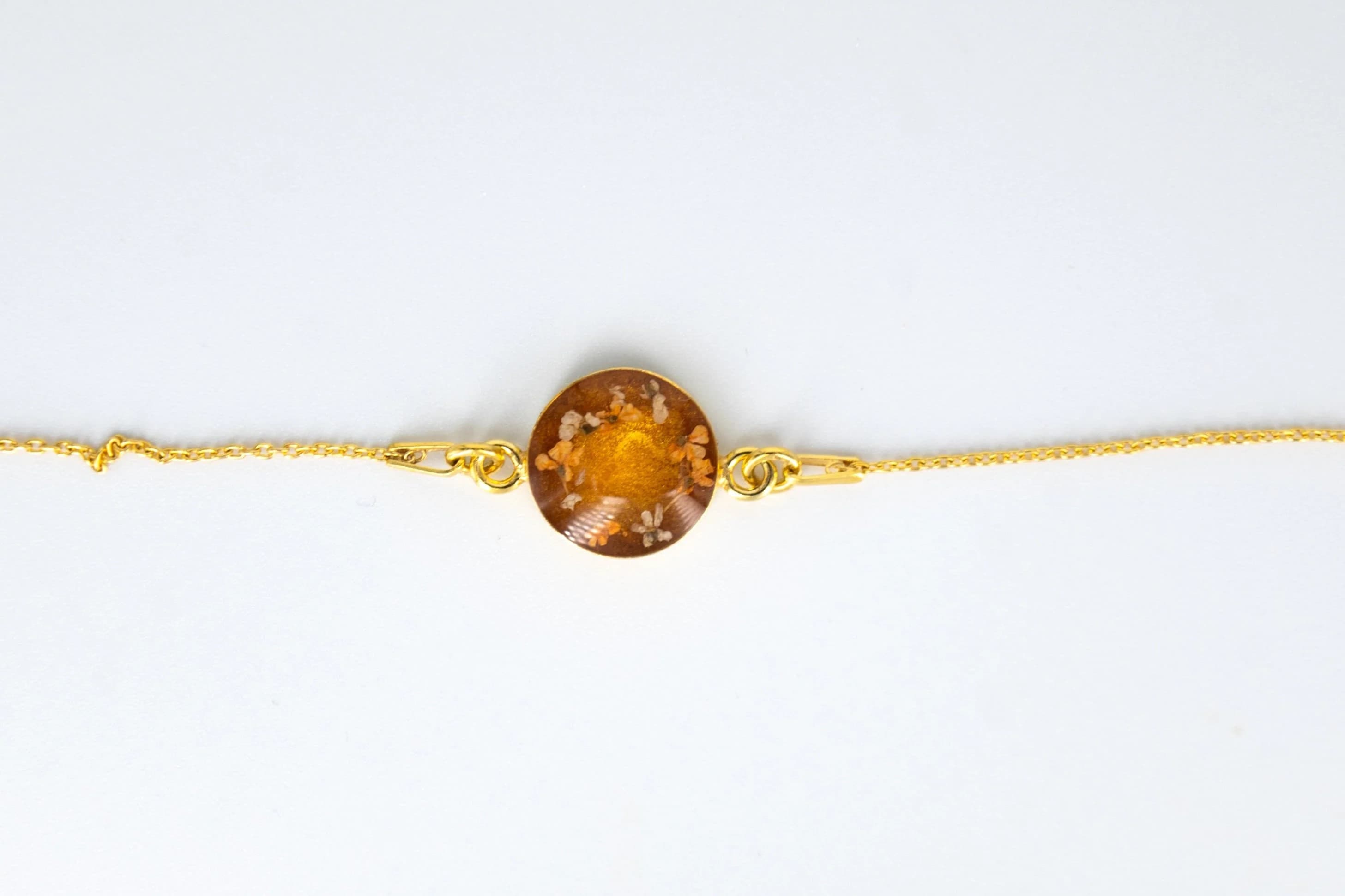 Bracelet plaqué or avec de vraies fleurs, Luas Manufaktur