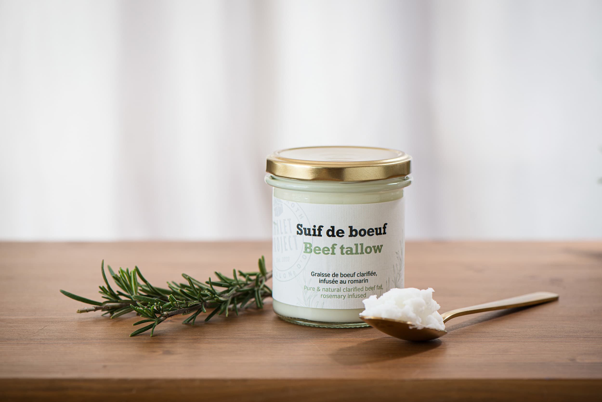Suif de boeuf bio, infusé au romarin, Chalet Project