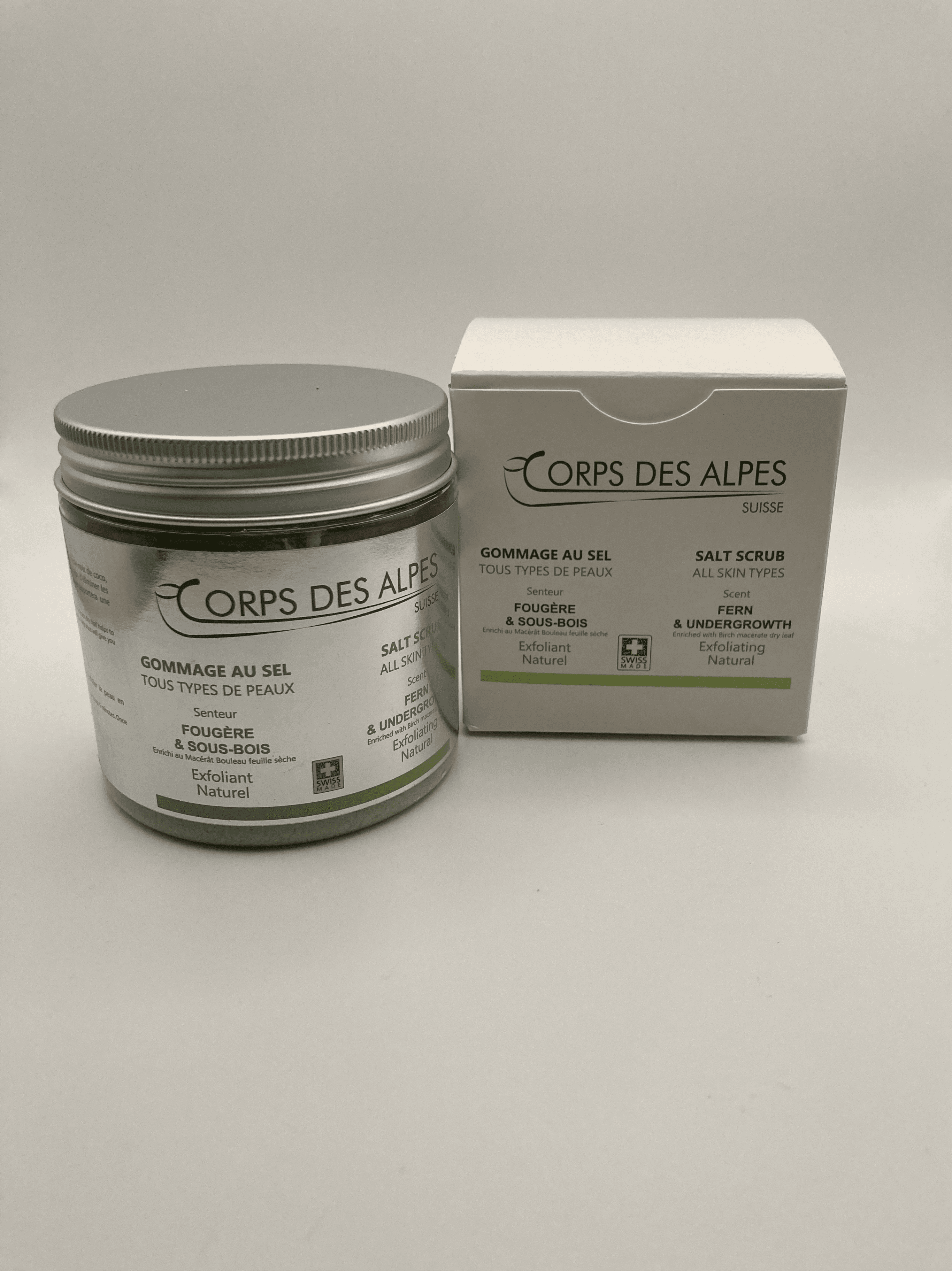 Gommage au sel senteur Fougère & Sous-Bois, Corps des Alpes Cosmétiques Naturels