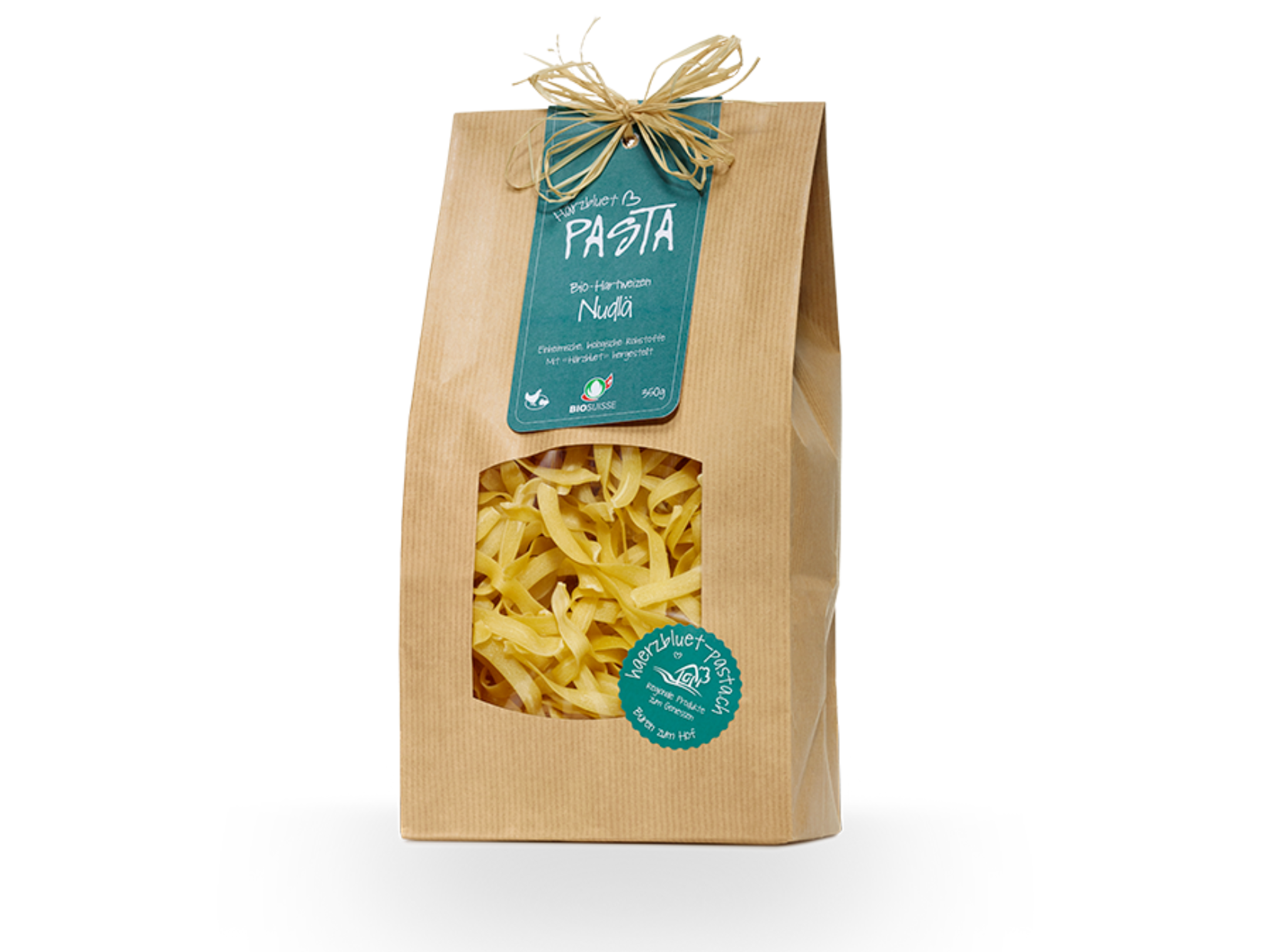 Organic durum wheat pasta (350g), artisanal product for direct sale in Switzerland