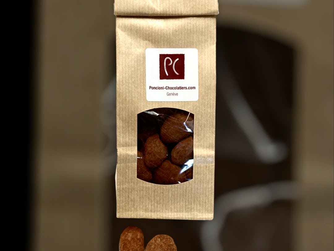 Princess almonds 100g bag, Pallanterie Chocolatiers, Meinier, image 1 | Mimelis