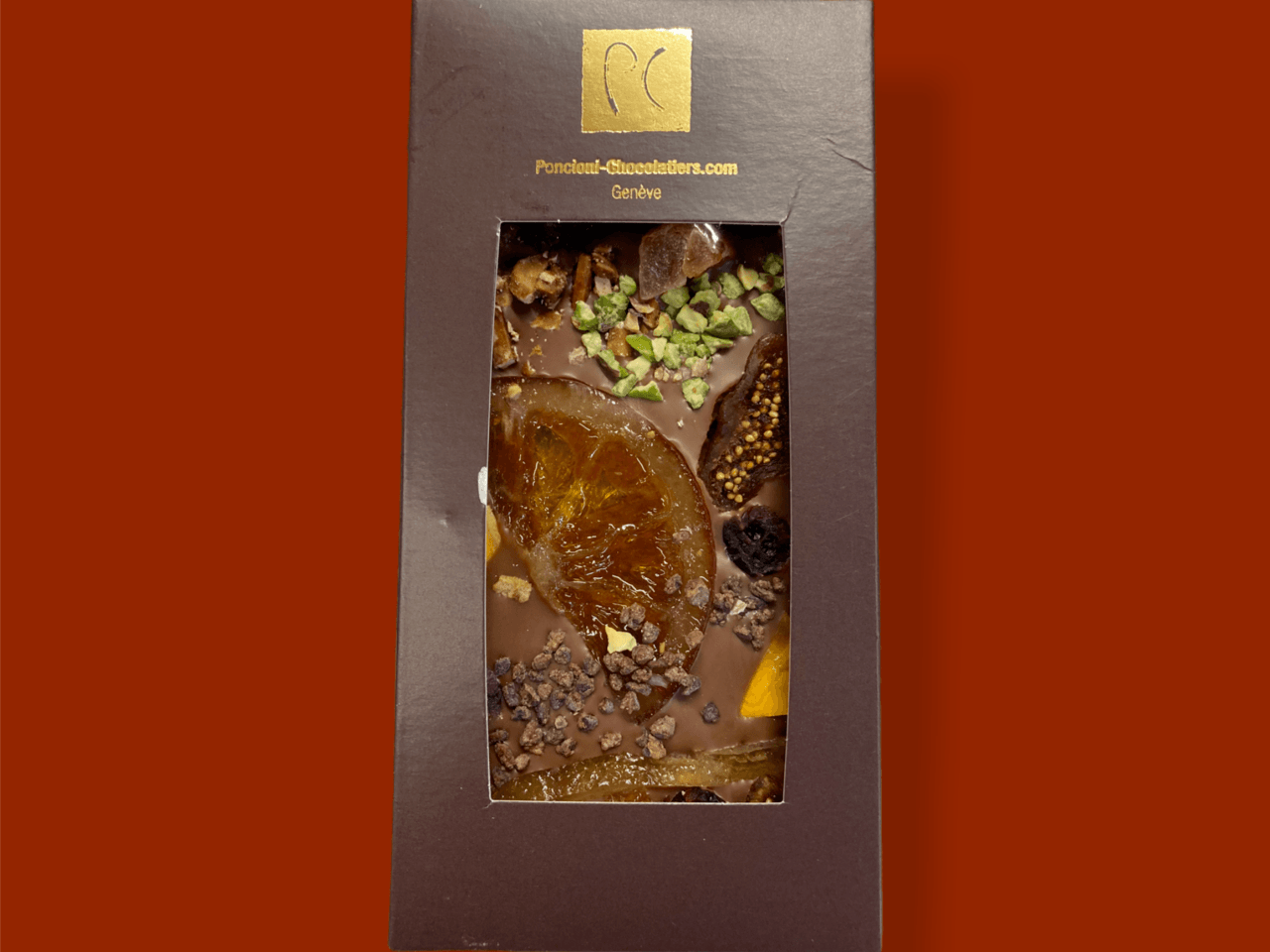Barretta di frutta secca al cioccolato al latte, Pallanterie Chocolatiers, Meinier, image 1 | Mimelis