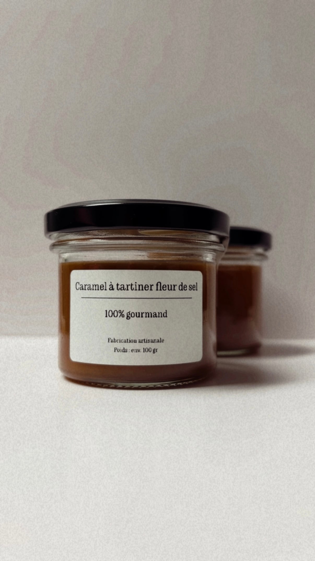 Caramel à tartiner à la fleur de sel, 100g, L'Aveline Chocolaterie, Bussy FR, image 1 | Mimelis