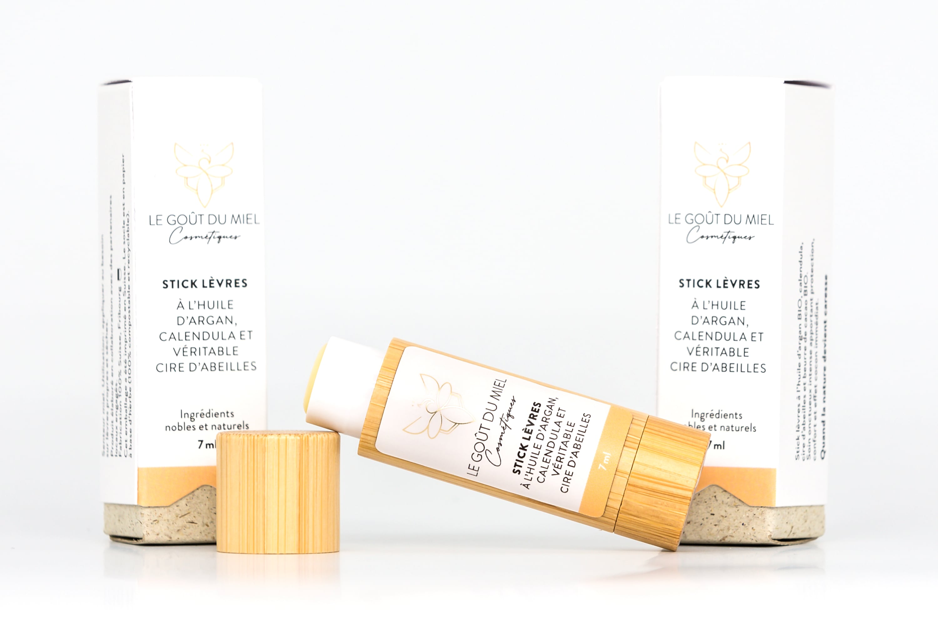 Stick lèvres à l’huile d’argan BIO, calendula et véritable cire d’abeilles, Le Goût du Miel, Courtepin, image 1 | Mimelis