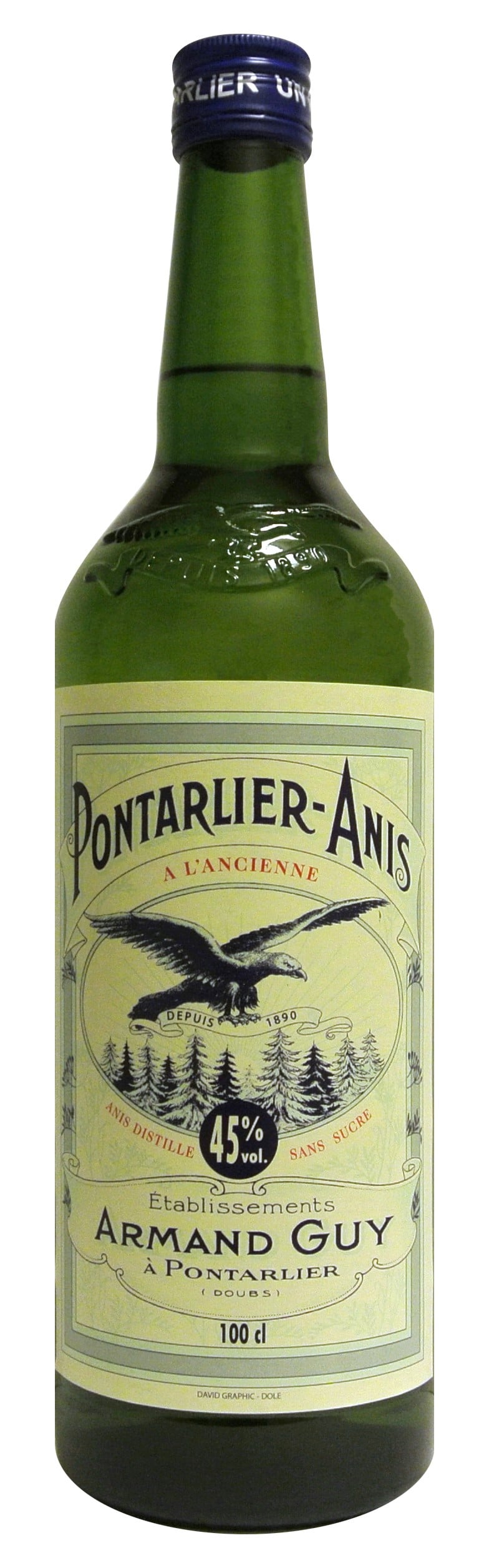 Pontarlier Anis Sec 45% vol.100cl, Absinthe Kübler, Val-de-Travers, image 1 | Mimelis