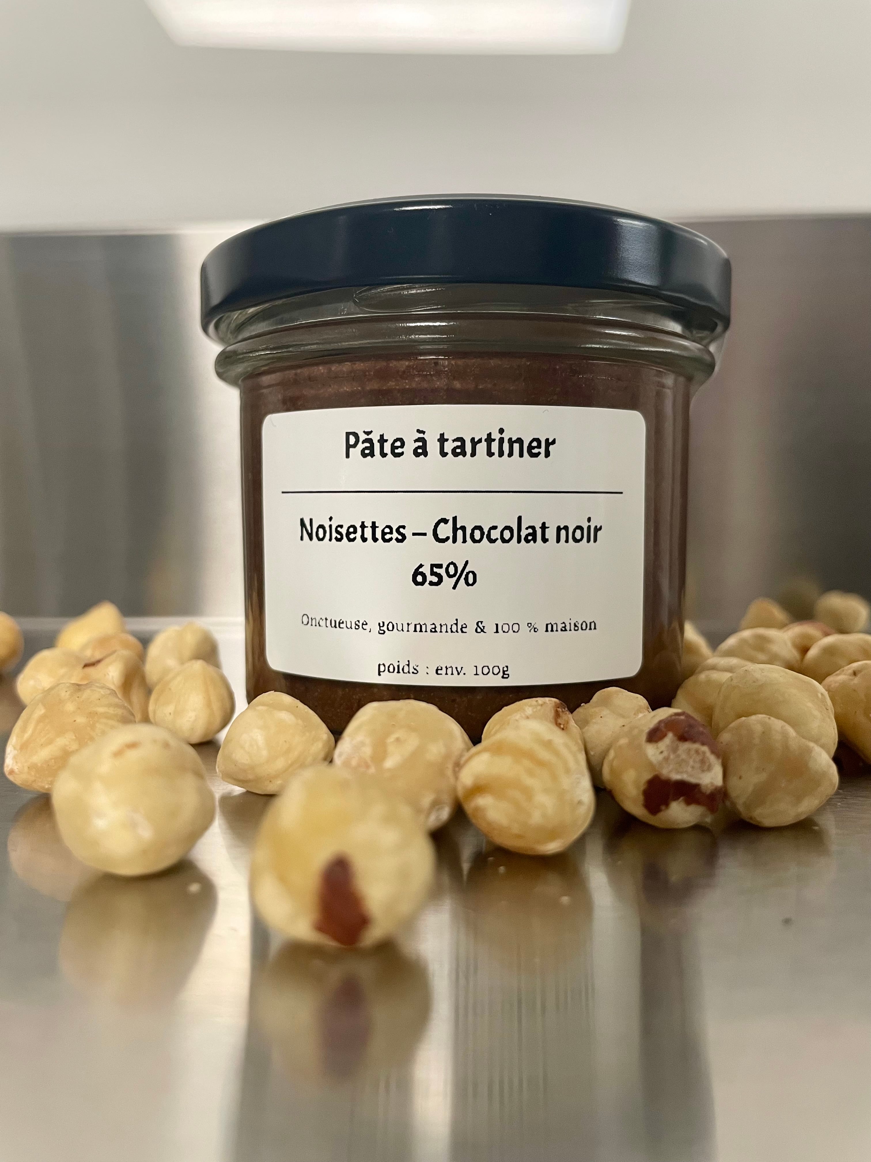 Crema spalmabile nocciole e caramello, 100 g, L'Aveline Chocolaterie, Bussy FR, image 1 | Mimelis