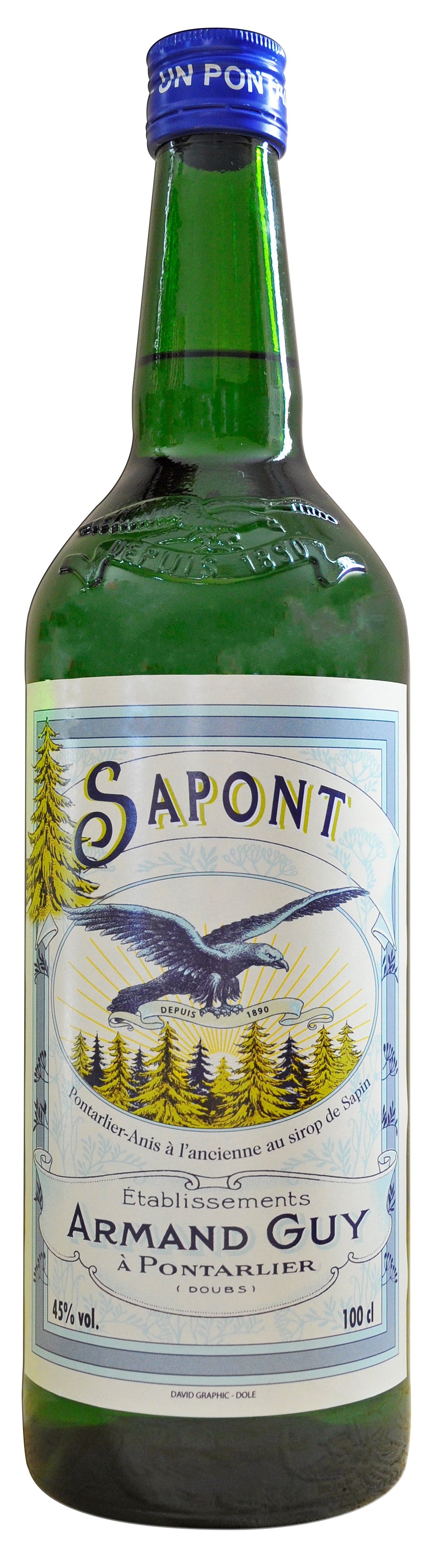 Sapont de Pontarlier 45% vol. 100cl, Absinthe Kübler, Val-de-Travers, image 1 | Mimelis
