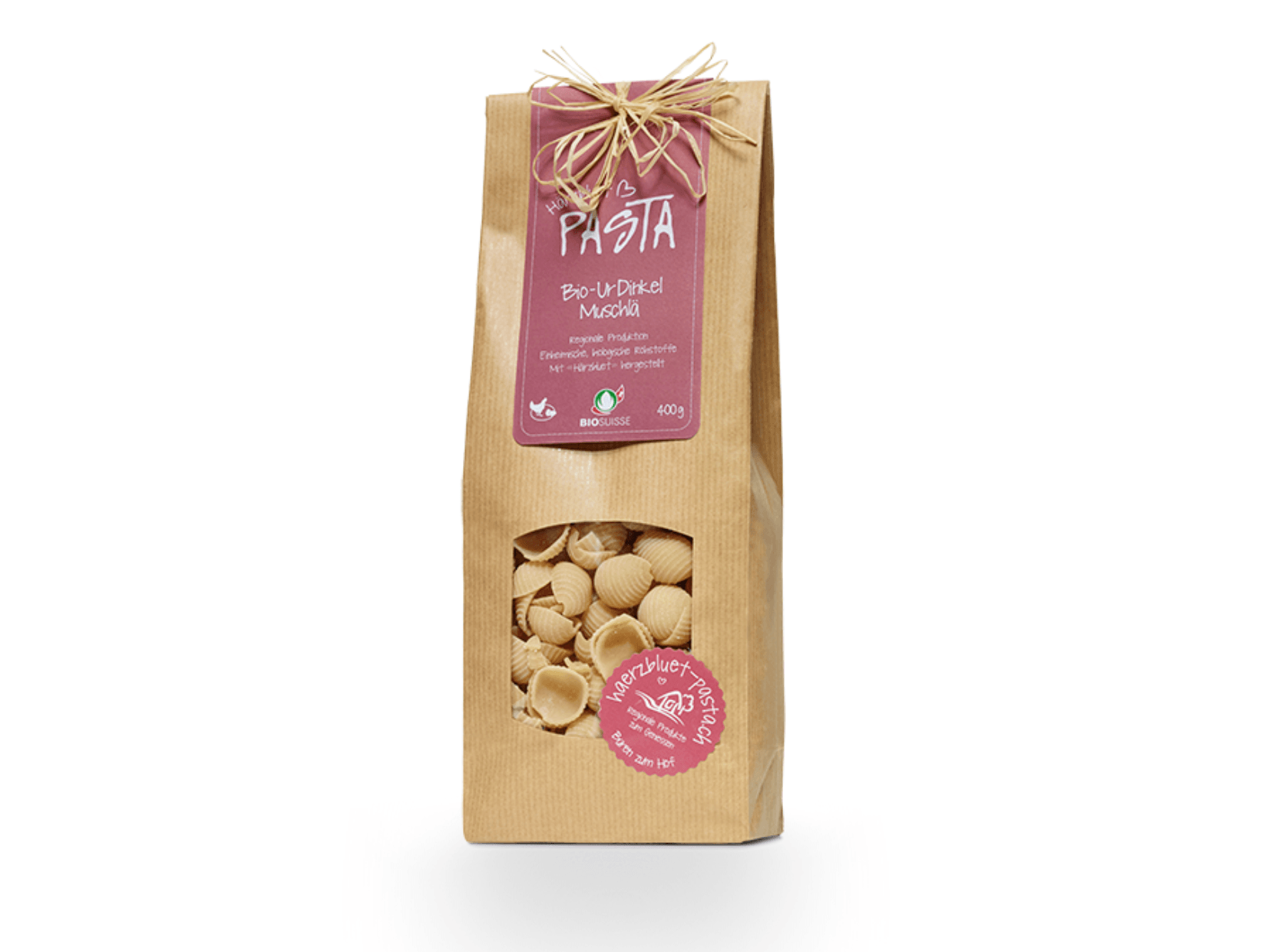 Muschlä pur épeautre bio (400g), Härzbluet Pasta, Fraubrunnen, image 1 | Mimelis