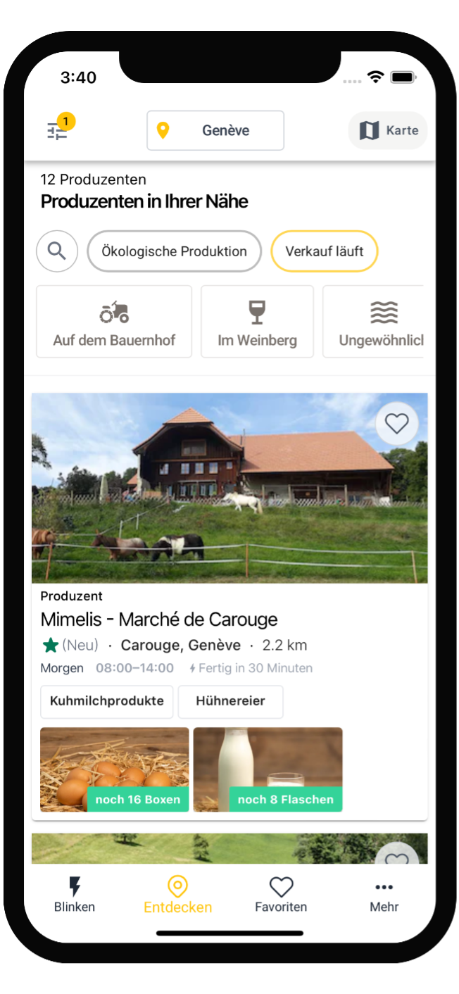 Laden Sie die Mimelis-App herunter, um Schweizer Produzenten und Handwerker zu entdecken und ihre Produkte zu reservieren, image 1