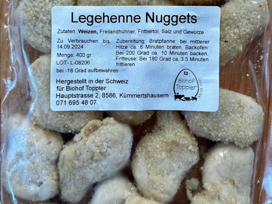 Legehenne Nuggets, prodotto artigianale per la vendita diretta in Svizzera