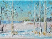 Pittura a olio fatta a mano Betulla invernale image 3
