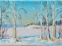 Peinture à l'huile faite à la main Bouleau d'hiver, Quantum Satis Workshop, Uetikon am See, image 3 | Mimelis