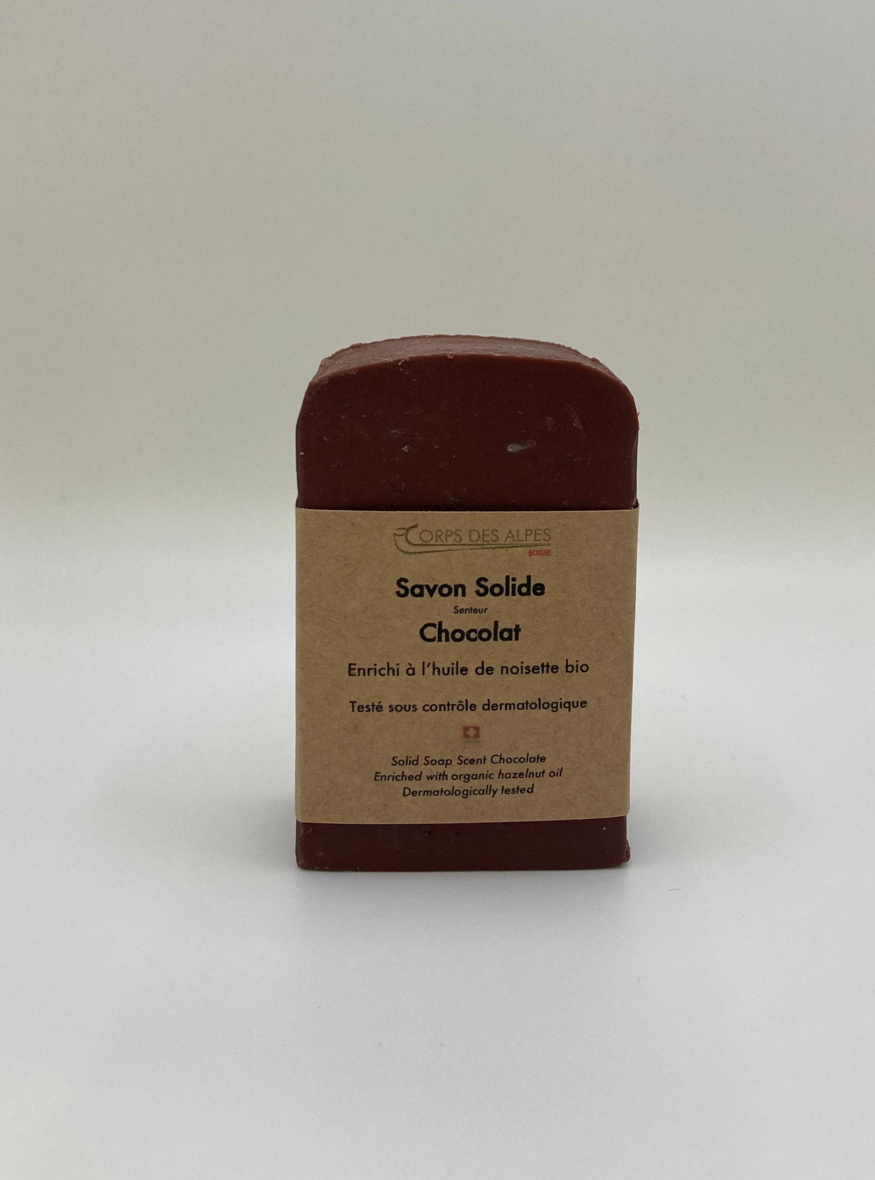 Feste Seife mit Schokoladenduft, handwerkliches Produkt für den Direktverkauf in der Schweiz